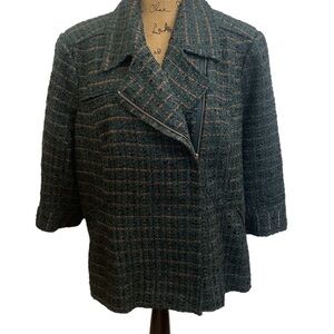 Coldwater Creek Boucle Teal Bronze Black Cropped Car Coat Blazer Size 20